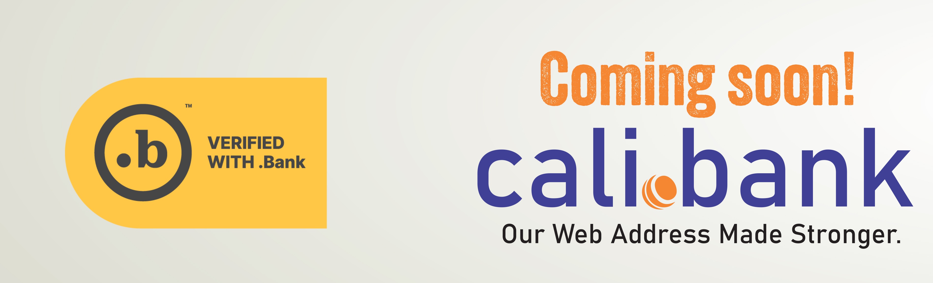 cali.bank coming soon logo with .bank verified logo